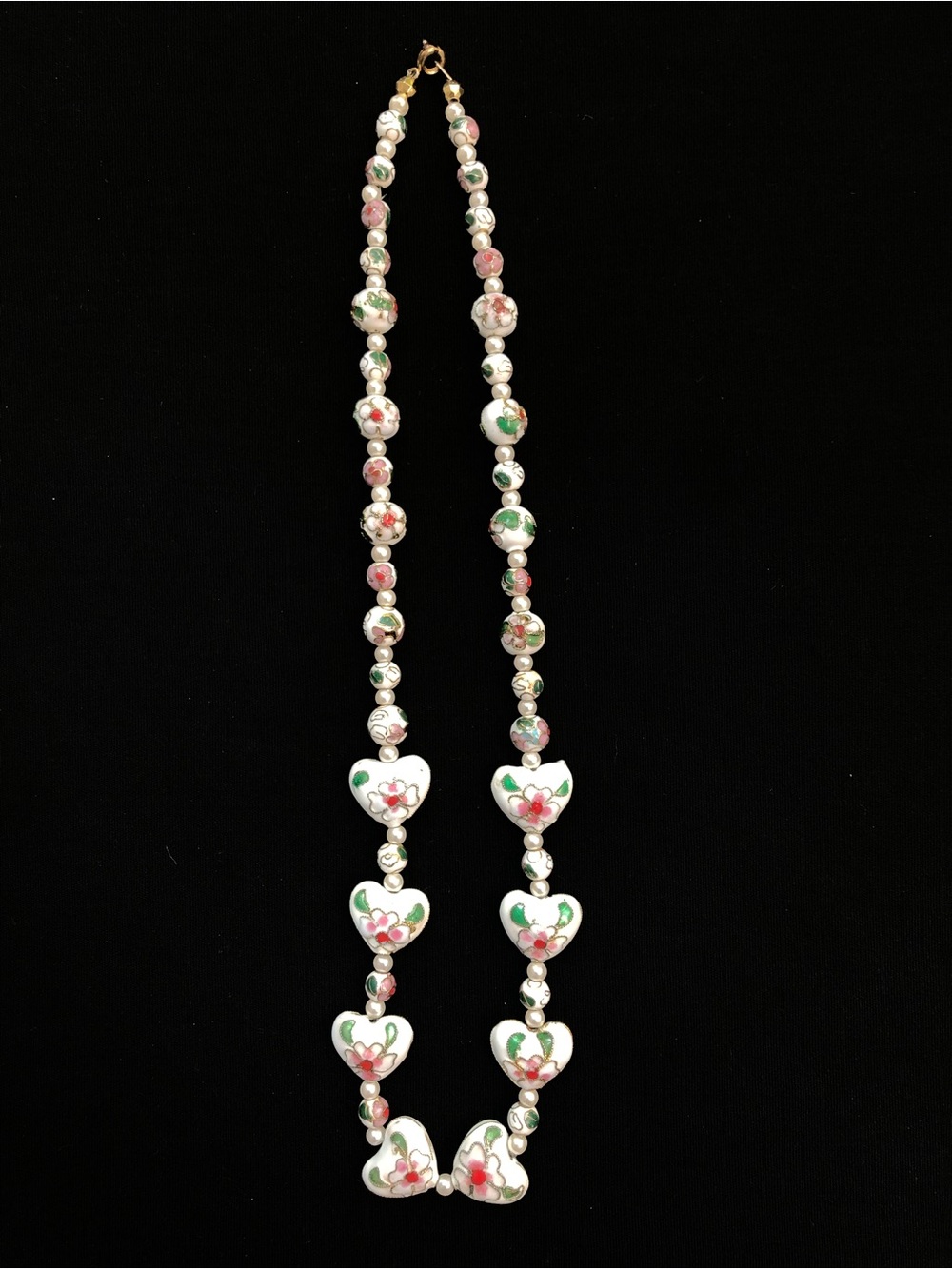 1940s Hand Painted Cloisonné Beaded Necklace